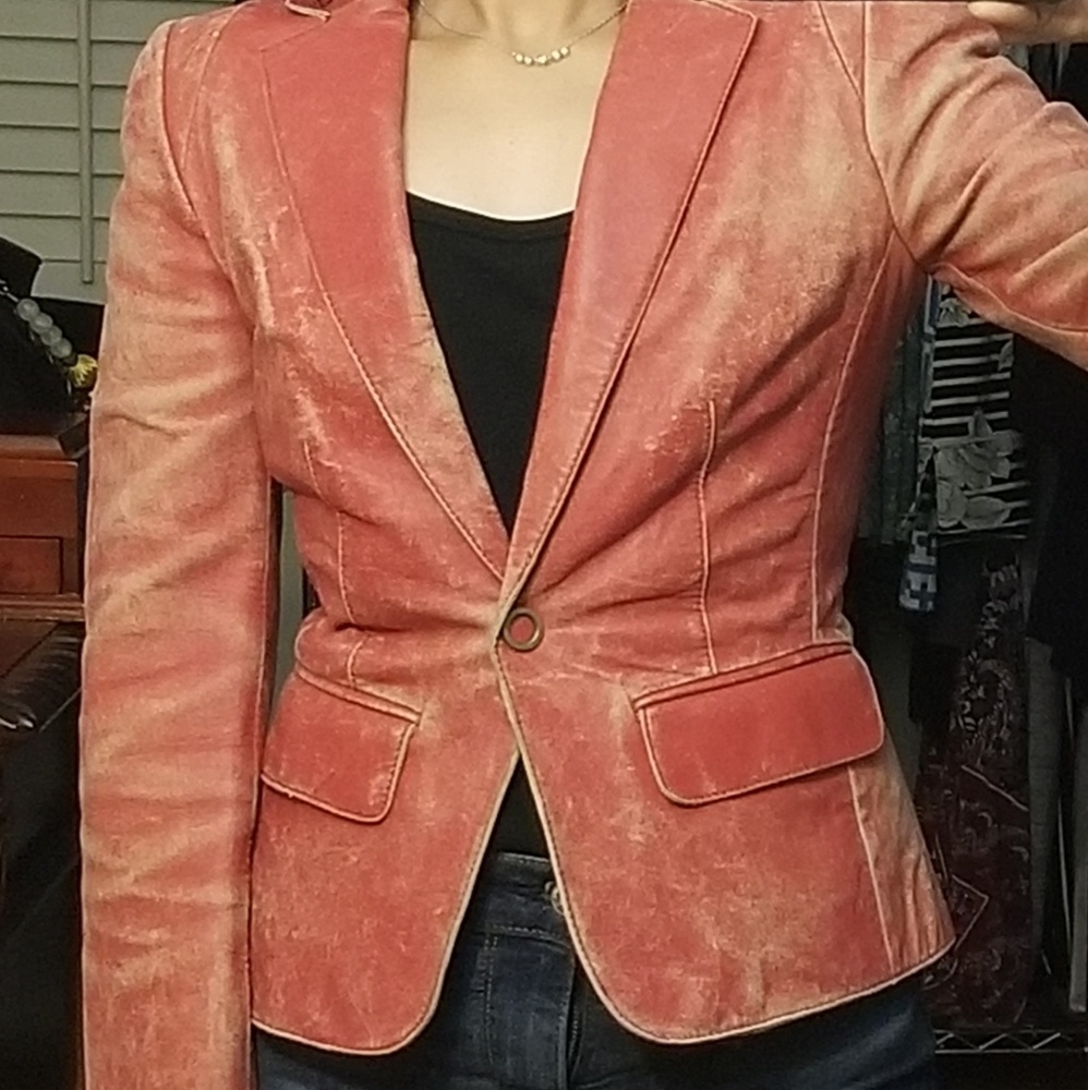 Armani Exchange rare retro distress leather jacket